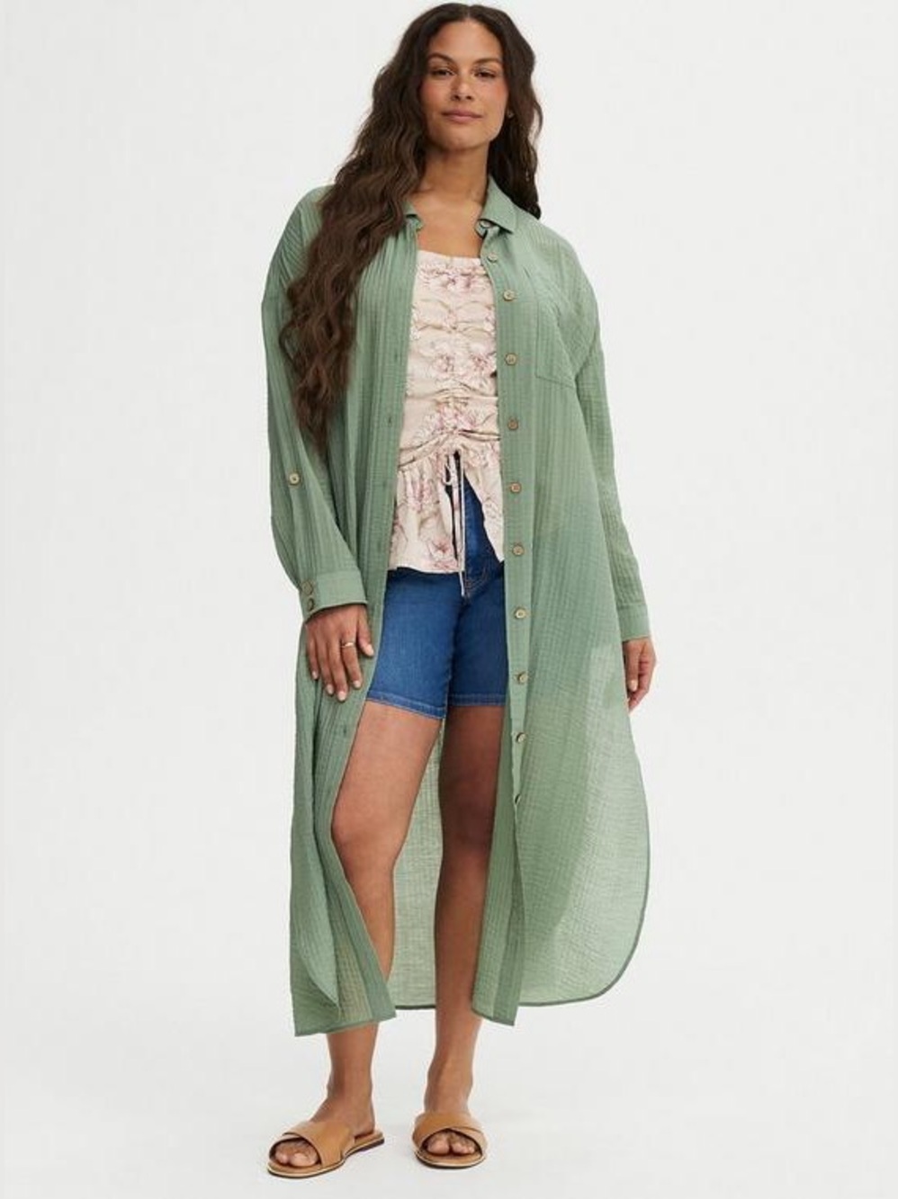 Torrid Long Button-Up Shirt Kimono